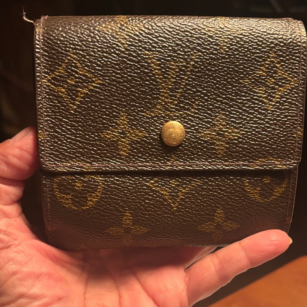 Louis Vuitton Monogram Fold-Over Wallet in Brown and Gold